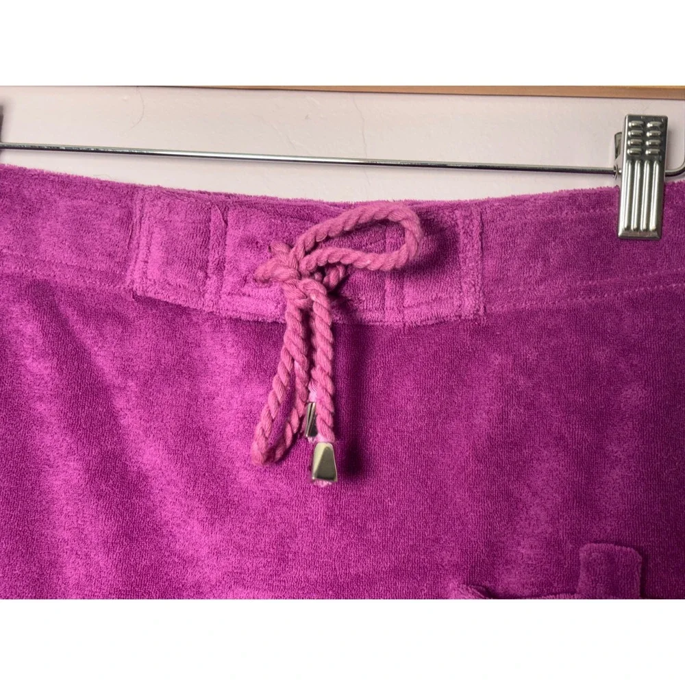 Talbots Womens Mini Skirt M Purple Terry Cloth Pocket Drawstring Y2K Coastal NEW